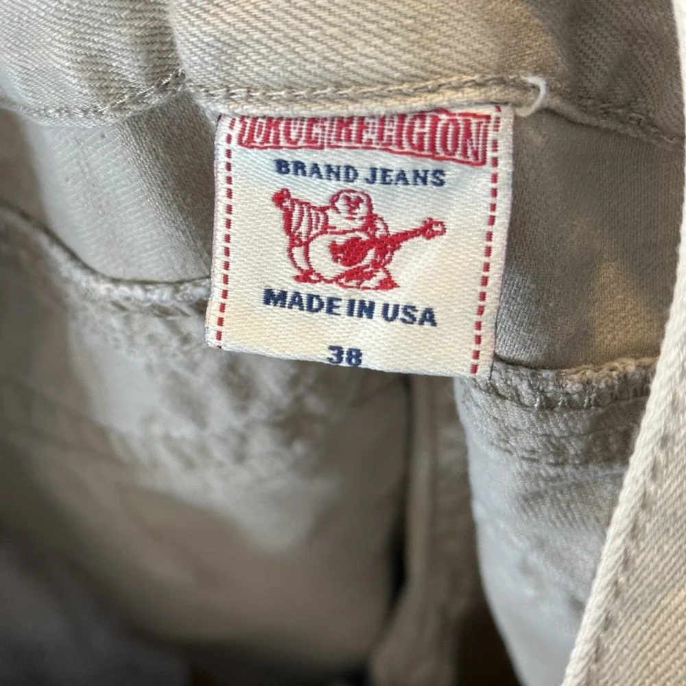 Vintage True Religion Jeans Mens 36x31** Big Stitch Flap Pocket USA Beige Y2K